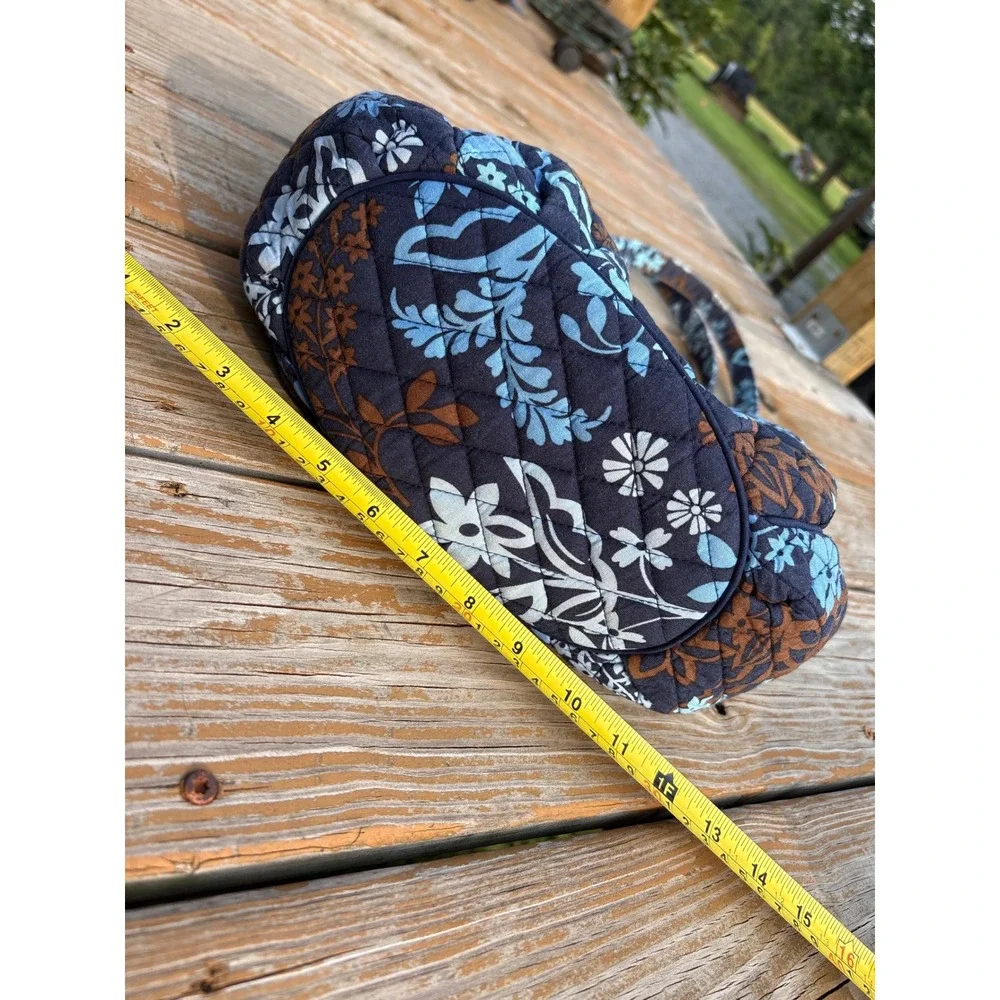 Vera Bradley Night and Day Quilted Floral Shoulder Bag Navy Blue Tote